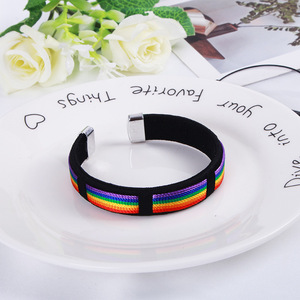 Venta al por mayor Arco Iris Gay Pride Weave pulsera amistad pareja joyería mujeres hombres <span class=keywords><strong>lesbianas</strong></span> LGBT pulsera brazalete - Product Image 4
