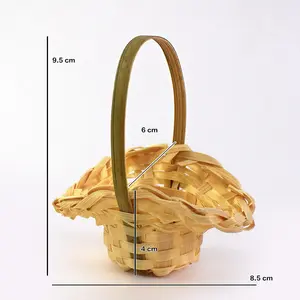 热销9.5x8.5厘米迷你公主篮竹制手篮手工通用复活节干花储物篮