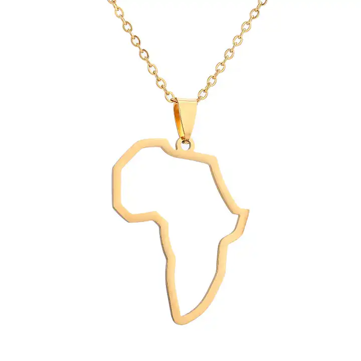 Diamond and Yellow Gold Africa Map Pendant - Afrogem Jewellers