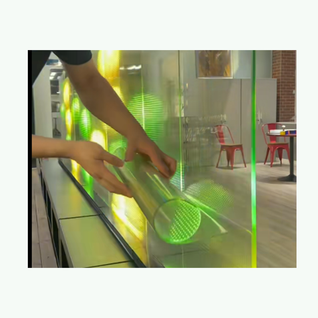 Adhesive LED Curtain Screen Glass Building Transparent Video Wall Panel Indoor Semi-outdoor Flexible Transparent LED Film