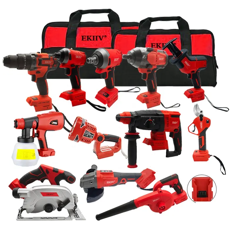 Hot Selling Model 20V One Batterij Loopt Naar Alle 12 Tools Professionele Draadloze Elektrisch Gereedschap Combo Set Kit