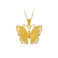 Zooying Vintage papillon pendentif filigrane évider bouddhisme lien chaîne or Zircon clavicule collier pour les femmes