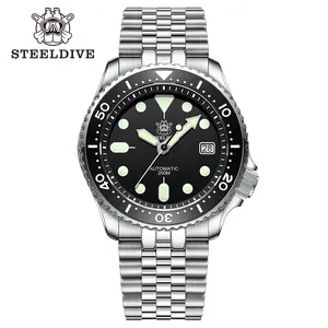 New Bracelet with Milled Clasp SD1996 STEELDIVE 41.2mm Stainless Steel Case 200M Waterproof NH35 Automatic Dive Watch for Men