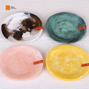 수제 8.1 인치 친환경 수지 그릇 아쿠아 소용돌이 장식 혼합 컬러 플레이트 접시 호텔 바 스낵 샐러드 플래터 - Product Image 4