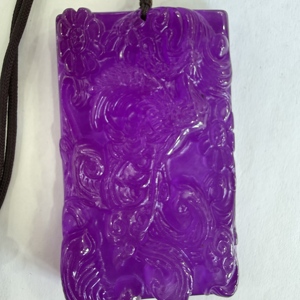 قلادة تنين من اليشم الأرجواني الطبيعي - تمثال يدوي منحوت من اليشم البورمي من النوع أ، قلادة تميمة - Product Image 2