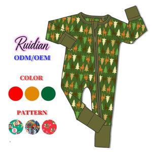 Pijamas de Bambú Navideños para Niños, Mameluco con <span class=keywords><strong>Pies</strong></span> para Bebés, Conjuntos de Bodys Unisex para Recién Nacidos de 0 a 3 Meses, Cierre de Cremallera Bidireccional - Product Image 6