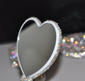 Private Label Your Logo Single Side Plastic Small Handheld <b>Square</b> Heart Oem Cosmetic Makeup Bling Hand <b>Mirrors</b> for Women - Product Image 4