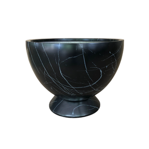 Pot de fleurs minimaliste en fibre de verre avec socle en pierre marbrée, prêt à être expédié, pour décoration de jardin, patio ou extérieur. - Product Image 1
