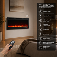 Cheminée électrique intelligente moderne de 42 pouces avec minuterie de 1 à 12 heures et programmateur hebdomadaire, à montage encastré, Wi-Fi, pour salon