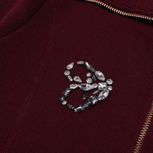 Nouvelle collection Automne/Hiver 2025 : Ensemble de luxe en tricot avec veste zippée à revers ornée de strass et pantalon large pour femme – Vêtements écologiques - Product Image 4