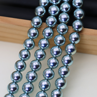 Perles en verre gris bleu argenté irisées de 6, 8, 10 mm, perles lâches pour colliers superposés, bijoux vintage, fabrication de cadeaux DIY, vente en gros