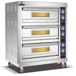 Four à gaz robuste à 3 étages et 9 plateaux avec plusieurs fenêtres de visualisation résistantes à la chaleur, optimisé pour la boulangerie industrielle - Product Image 5
