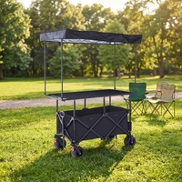 Chariot de camping mobile pliable en acier à quatre roues, hauteur réglable, avec plateau en tissu Oxford, écologique, pour le shopping et les outils, OEM