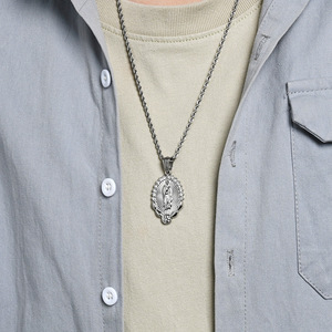Classic American and European style Virgin Mary necklace, unisex hip-hop twist <b>chain</b>, fashionable Dongguan <b>titanium</b> steel jewelr - Product Image 2