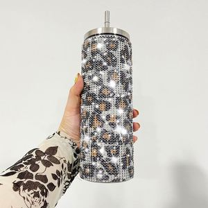 Vasos de Cristal Brillante de Alta Calidad de 20 oz, Rectos y Delgados, con Diamantes Multicolores, Vasos de Café con Pedrería - Product Image 3
