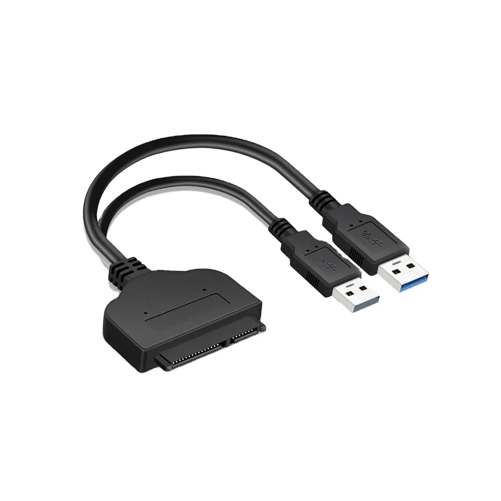 Dual USB 3.0 to SATA Adapter Cable with USB 2.0 Power Cable support SSD and 22Pin 2.5" Hard Drive