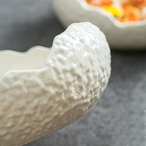Large Creative Irregular Restaurant <b>Tableware</b> New Black and White Shell Bowl Underglaze Color Ceramic Soup and Salad Bowl - Product Image 3