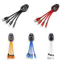 Câble de charge USB Type-C 3-en-1 en cuivre pur tressé en nylon avec logo LED personnalisé – Cadeau promotionnel pour téléphone, ordinateur/imprimante