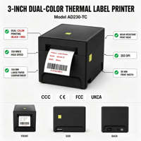 Imprimante thermique sans encre double couleur 4 pouces, étiqueteuse noire et rouge avec Bluetooth pour les étiquettes d'expédition et d'entrepôt