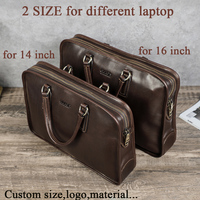 Porte-documents en cuir pleine fleur de qualité supérieure pour homme, pour ordinateur portable 14/16 pouces, sac de travail multi-zippé avec doublure en toile, logo personnalisé, taille adaptable