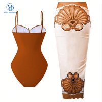 Nouvelle conception Ensemble deux pièces pour femme, taille haute, étoile métallique à cinq branches, couleur unie, bikini évidé avec robe de bain imprimée