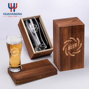Logotipo personalizado 15oz Transparente Beber Trigo Pint Pilsner <span class=keywords><strong>Beer</strong></span> <span class=keywords><strong>Glass</strong></span> com Madeira Gift Box Opener para Casamento Aniversário Celebração - Product Image 1