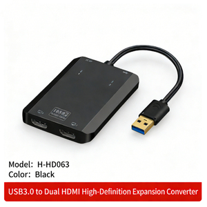 Convertitore USB 3.0 a doppio HDMI HD, compatibile con lettori MP3, monitor portatili, calcolatrici, registratori a cassette e cronologia di navigazione - Product Image 1