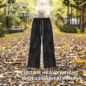 Pantalones Casuales de Algodón 100% de 360 g/m² con Lavado Ácido, de Pierna Ancha Recta, Holgados y de Corte Oversize con Cordón Ajustable, Bajo MOQ Personalizado - Product Image 2