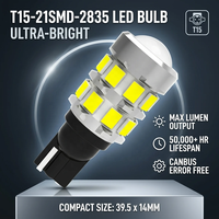Nouveau TH Howie T15-21SMD-2835 Canbus LED 6W 12-24V pour feux de position, phares, feux arrière, remplacement de feux de plaque d'immatriculation et d'éclairage de tableau de bord de voiture
