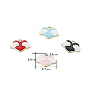 Colgantes de aleación con alas de corazón coloridas, tapas de cuentas y accesorios DIY para la fabricación de joyas - Product Image 5