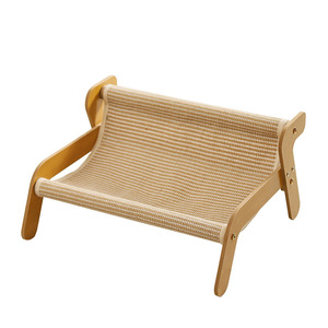 Rascador de árbol y Cama de Gato ecológico de lujo moderno con materiales de madera y lino Marco de escalada y nido de ventana - Product Image 1