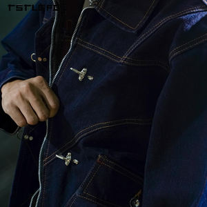 Chaquetas Vaqueras Retro de Mezclilla Selvedge para Hombre, Estilo Vintage, con Cierre de Mosquetón Japonés, Corte Cuadrado y Logotipo Personalizado - Product Image 4