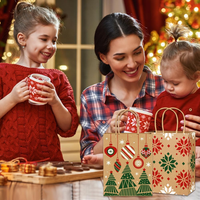 Sacs cadeaux en papier kraft de Noël avec poignées, 24 pièces, motifs de Noël assortis pour les fêtes, les cadeaux et les bonbons, vente en gros