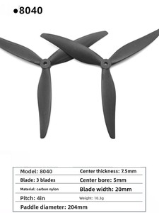 Hélices Gemfan 7040/8040/9045/1050 de Tres Aspas para UAV, Tamaños 7/8/9/10, Fibra de Vidrio/Nylon, Carga Pesada - Product Image 4