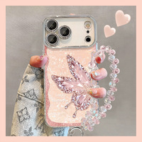 Étui de protection hybride robuste 3-en-1 pour Tecno Spark 30 Pro, avec chaîne de téléphone en époxy 3D effet papillon et bracelet, finition luxueuse