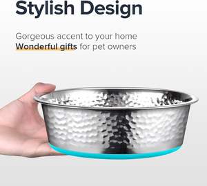 Mangkuk Anjing Stainless Steel, Mangkuk Makanan dan Air Anjing dengan Desain Palu, Alas Anti Selip, Ramah Lingkungan, untuk Anjing Besar dan Sedang - Product Image 5