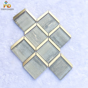 Mosaïque en verre et acier inoxydable <span class=keywords><strong>avec</strong></span> cadre doré pour la décoration murale et de sol, design moderne et luxueux - Product Image 1