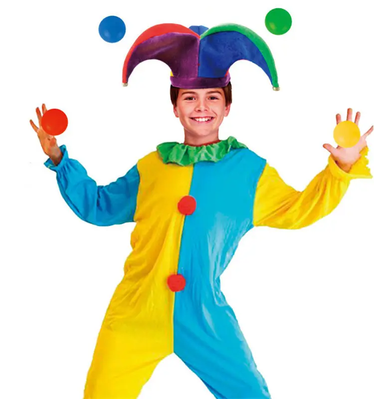 Halloween handmade fancy happy colorful cotton dance clown costume for party