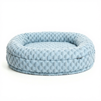 Yangyang Pet Solid Cartoon Kühlendes, flauschiges Memory-Schaum-Hundebett in Hellbeige, oval, luxuriös, beruhigend, orthopädisch