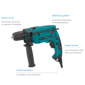 <span class=keywords><strong>Perceuse</strong></span> à percussion KONSUN 800W |   <span class=keywords><strong>Mandrin</strong></span> sans clé 13 mm, 2800 tr/min, vitesse variable et marche arrière pour le travail du métal et du bois, support OEM - Product Image 2