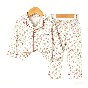 Ensemble <span class=keywords><strong>pyjama</strong></span> deux pièces confortable pour garçons, options de couleurs unies, haut à manches longues boutonné et pantalon, vêtements de nuit en coton doux pour la peau - Product Image 4
