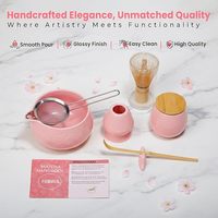 Ensemble de matcha rose de luxe de fabrication artisanale, vente en gros, fouet à matcha Chasen, ensemble de thé avec boîte