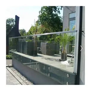Soporte tubular de acero de doble capa para terraza, diseño de barandillas para vidrio
