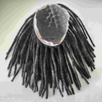 Perruque complète en dentelle style libre pour homme, 10 pouces, couleur gris sel et poivre 1B10, en cheveux humains indiens, perruque de dreadlocks grises