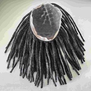 Perruque complète en dentelle style libre pour homme, 10 pouces, couleur <span class=keywords><strong>gris</strong></span> sel et poivre 1B10, en <span class=keywords><strong>cheveux</strong></span> humains indiens, perruque de dreadlocks grises - Product Image 4