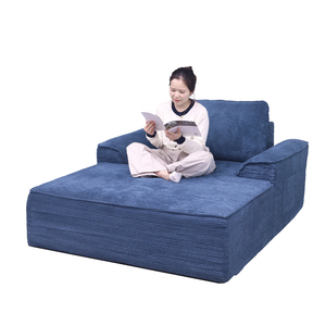 Tempat tidur <span class=keywords><strong>Sofa</strong></span> ukuran tunggal, kursi dengan bantal dan saku samping, <span class=keywords><strong>Sofa</strong></span> malas untuk rumah/kantor/ruang tamu/asrama, biru gelap - Product Image 1