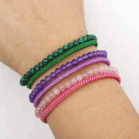 Bracelet tressé perlé en pierre, fait main, nœud Vajra tibétain, combinaison de perles de quartz rose, cadeau en jade – Meilleure vente