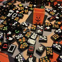 Unoke-Ensemble de Mahjong pliable de luxe, noir et moderne pour Halloween, rassemblement social à domicile, fête sombre, acrylique personnalisé fabriqué en usine