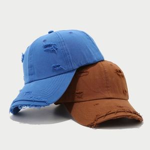 Distressed Trendy Baseball Cap Hot Selling Men's Women's INS Fashion Worn Out Cotton Twill <b>Hat</b> with Custom Embroidery - Product Image 3
