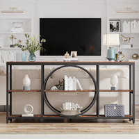 Table console extra longue Tribesigns de 70,9 pouces pour l'entrée, table de canapé derrière le canapé avec 3 étagères de rangement en bois